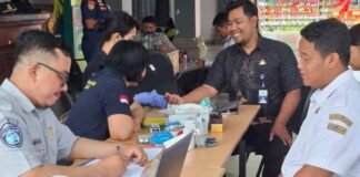 PT Jasa Raharja Bali Berkolaborasi dengan RS Bhayangkara Denpasar Gelar Pemeriksaan Kesehatan Gratis di Terminal Mengwi di Terminal Mengwi