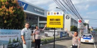 Jasa Raharja Kanwil DIY Pasang Rambu Semi Permanen di Titik Rawan Kecelakaan Sleman di Titik Rawan Kecelakaan Sleman