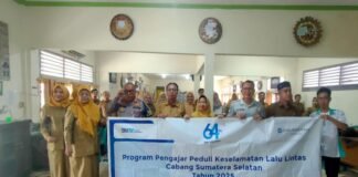 Jasa Raharja Bersama Polrestabes Kota Palembang Laksanakan Kegiatan Program Pengajar Peduli Keselamatan Lalu Lintas Di SMA N 19 Palembang jasa raharja sumsel