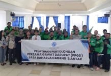 Jasa Raharja dan RS Murni Teguh Horas Insani Gelar Pelatihan PPGD untuk Driver Grab di Pematangsiantar Driver Grab di Pematangsiantar