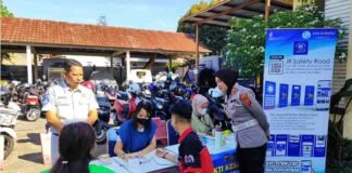 Jasa Raharja Kanwil Jawa Barat Sinergi dengan Polres Sumedang Gelar Pemeriksaan Kesehatan Gratis Bagi Pengemudi Ojek Online Sumedang jasa raharja jabar
