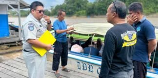Jasa Raharja Kalteng Perkuat Pengawasan Keselamatan Penumpang Angkutan Air di Barito Utara Angkutan Air di Barito Utara