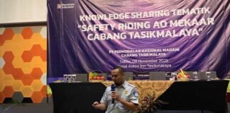 Jasa Raharja Cabang Tasikmalaya Jadi Narasumber dalam Sosialisasi Safety Riding Bersama PT PNM Safety Riding Bersama PT PNM