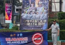 Upaya Keselamatan Lalu Lintas, Jasa Raharja Cabang Cirebon Pasang Spanduk Himbauan Keselamatan Lalu Lintas di Kota Cirebon jasa raharja jabar