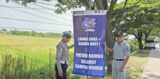 Jasa Raharja Cabang Indramayu Gelar Aksi Pemasangan Spanduk Keselamatan di Jalan Raya Losarang Upaya Menahan Laju Fatalitas di Tengah Padatnya Mobilitas jasa raharja jabar