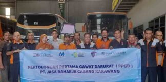 Dukung Zero Accident, Jasa Raharja Karawang Berikan Pelatihan PPGD Bagi Pengemudi PO Berlio Anugerah Putra jasa raharja jabar