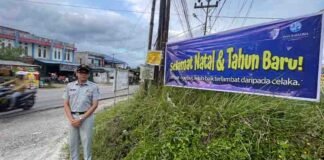 Jasa Raharja Cabang Sintang Melaksanakan Giat Pemasangan Spanduk Pengamanan Natal 2025 dan Tahun Baru 2026 (PAM Nataru) jasa raharja kalbar